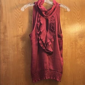 Candie's Ruffled Sleeveless Blouse in Deep Red